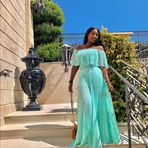 Off shoulder mint maxi dress medium